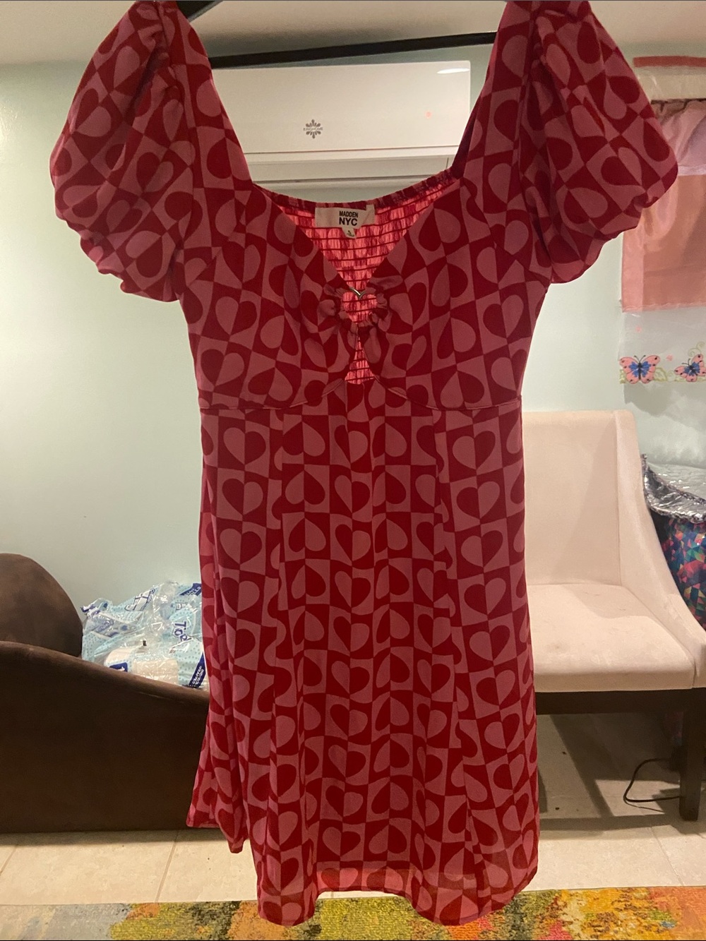 Madden NYC Red Smocked Top